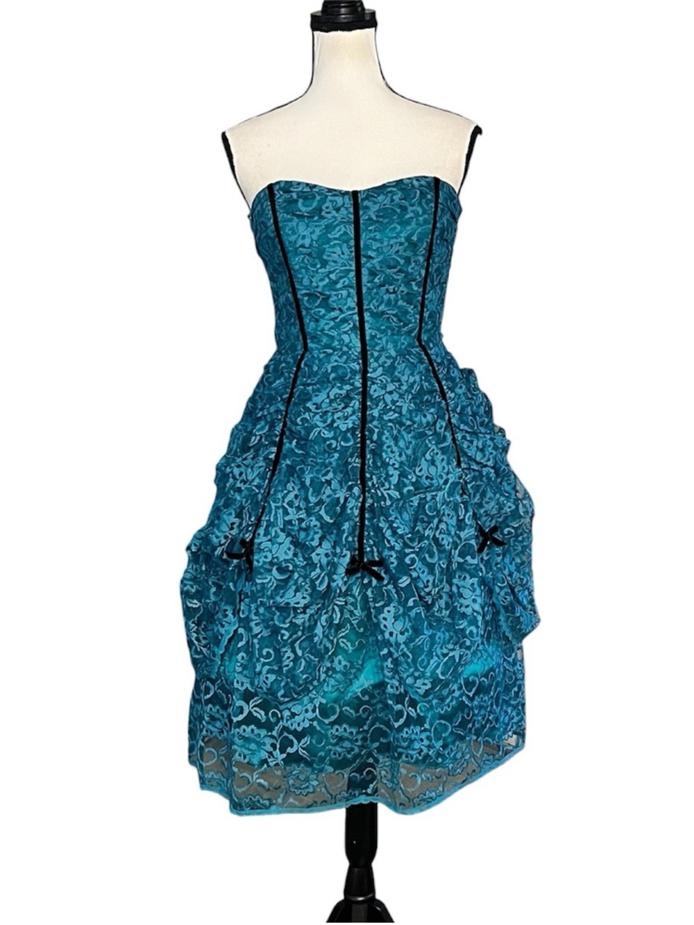 Vintage Betsey Johnson Evening Sheer Lace Velvet Medieval Rococo Cupcake Dress
